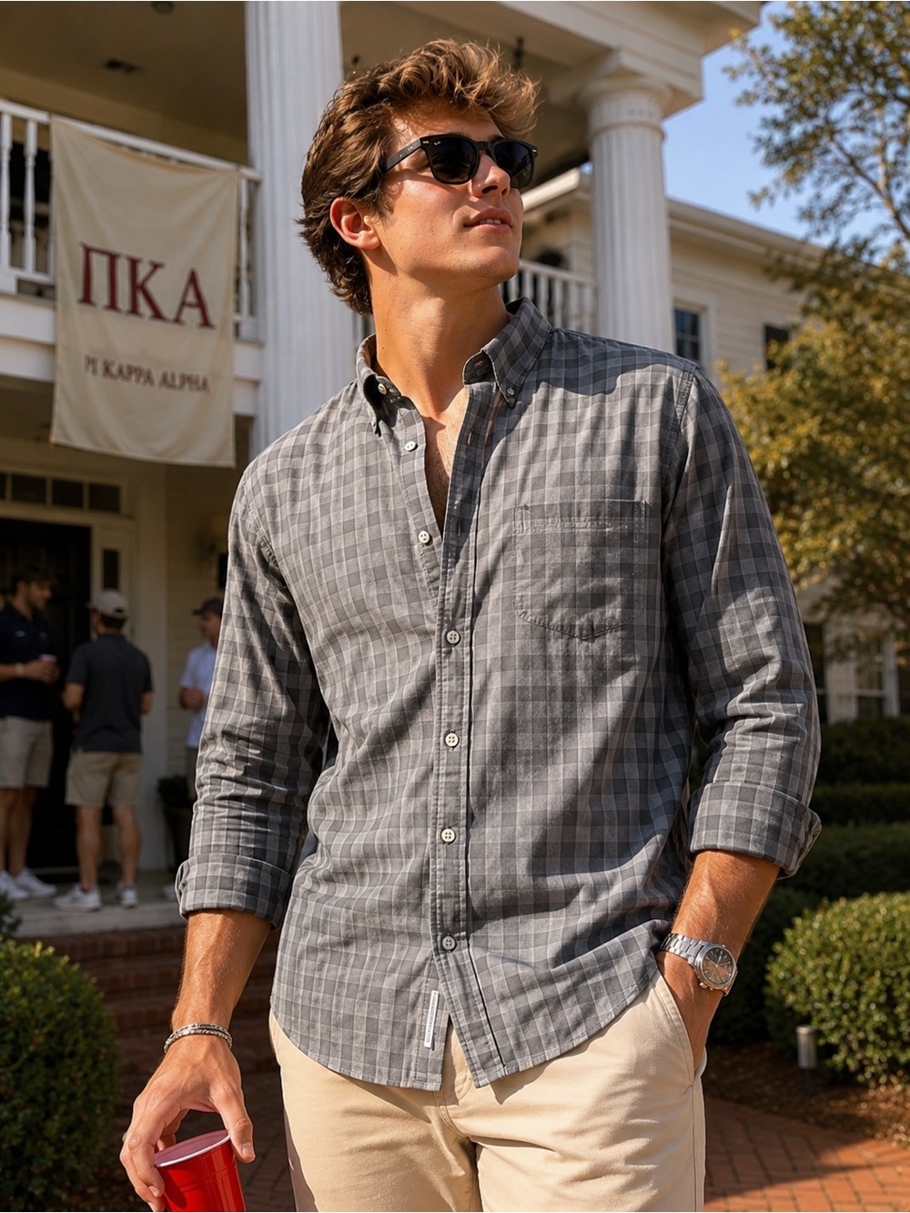 Abercrombie & Fitch Gray Checked Button-Down Shirt